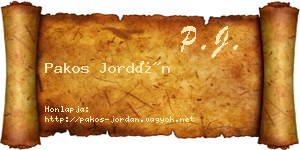 Pakos Jordán névjegykártya